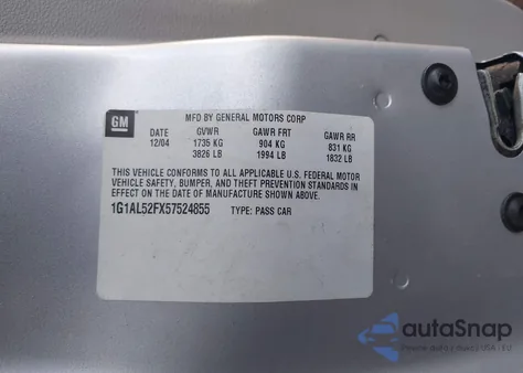 2005 Chevrolet Cobalt Ls from USA, damaged, VIN 1G1AL52FX57524855